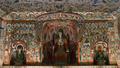 Full-Scale Hand-Painted Replica of the Dunhuang Mogao Cave 285 from the Tang Dynasty